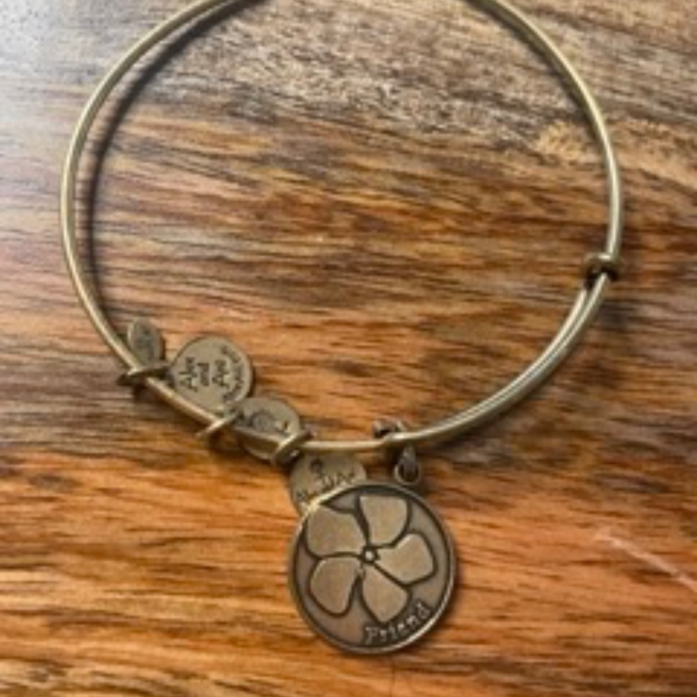 ALEX AND ANI Gold Metal Flower FRIEND Energy Adjustable Charm Bracelet